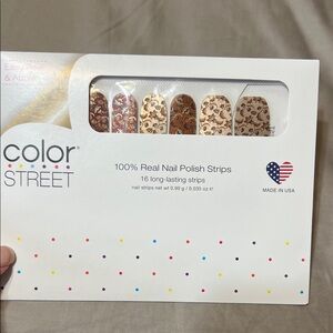 Color Street Gold and Burgundy Floral Nail Strips